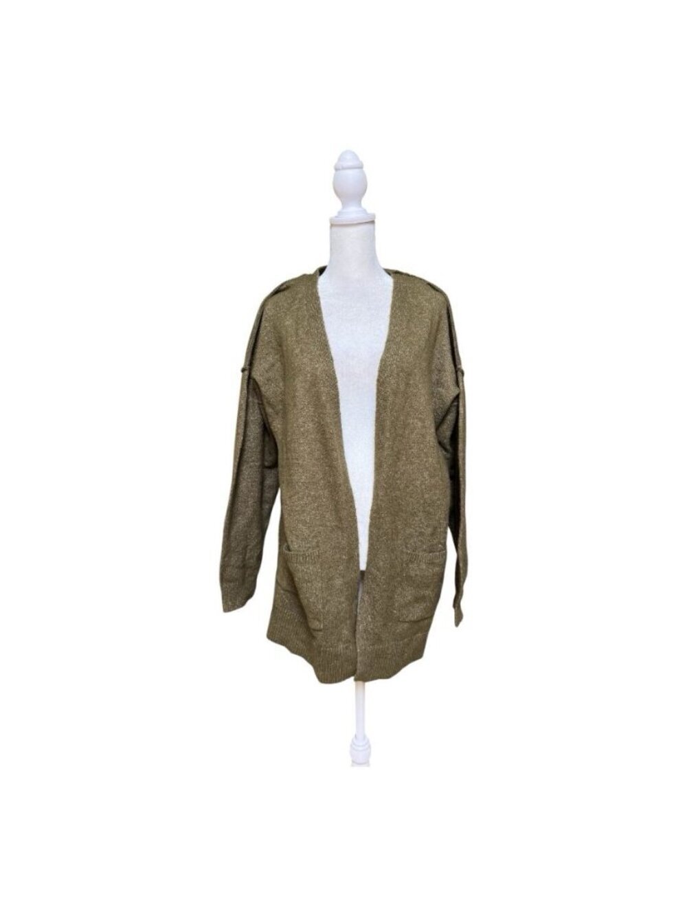 Buckle Olive Open Front Cardigan Sweater Two Pocket Long Sleeve NWT Small